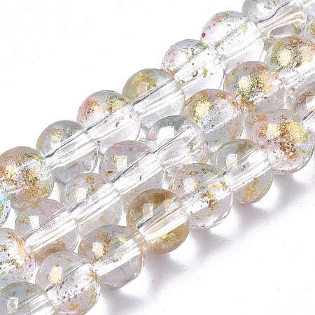 Transparent Spray Painted Glass Bead Strands GLAA-N035-03A-B07-1
