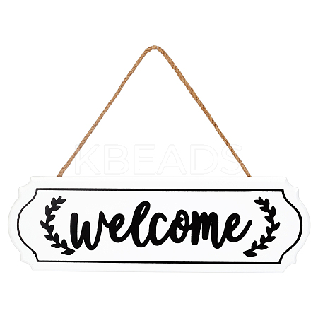 CREATCABIN Welcome Sign Natural Wood Door Hanging Decoration for Front Door Decoration HJEW-CN0001-01B-1