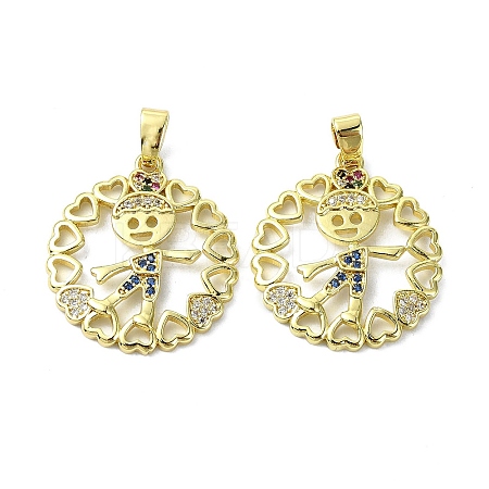 Rack Plating Brass Micro Pave Cubic Zirconia Pendants KK-R157-13A-G-1