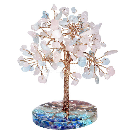 Natural Gemstone Chips Tree of Life Decorations PW-WG52040-06-1