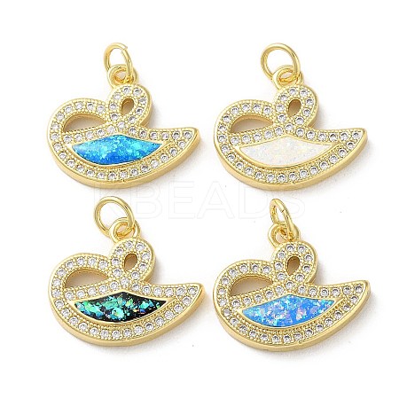 Brass Micro Pave Clear Cubic Zirconia Pendants KK-C045-42G-1