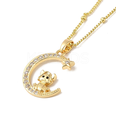 Brass Micro Pave Clear Cubic Zirconia Pendants Necklaces NJEW-K269-05G-06-1