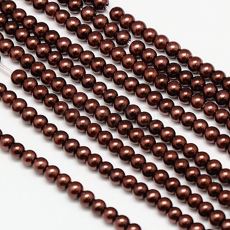 Eco-Friendly Dyed Glass Pearl Round Beads Strands HY-A002-4mm-RB039-1