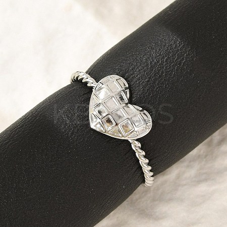 Heart 304 Stainless Steel Open Cuff Rings for Women RJEW-G338-07P-1