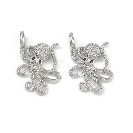 Brass Micro Pave Cubic Zirconia Pendants KK-C093-12P-1