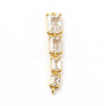 Brass Pave Cubic Zirconia Connector Charms KK-G458-01G-05-1