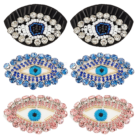 AHADERMAKER 6pcs 3 style Evil Eye Non-woven Fabrics Cloth Sew on Appliques PATC-GA0001-19-1