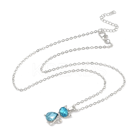 Cat Shape Alloy Rhinestone Pendant Necklaces FS-WG5CA0C-02-1