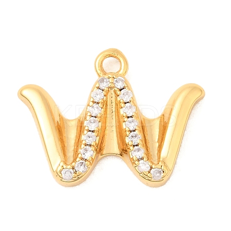 Brass Micro Pave Cubic Zirconia Charms KK-C117-12G-W-1