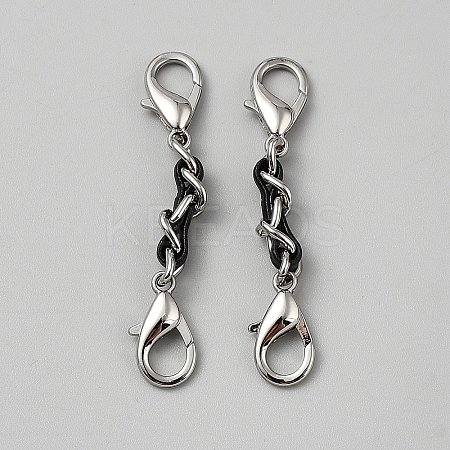 Black PU Leather Alloy Crub Chain Purse Strap Extenders for Purse Making FIND-WH20026-019A-1