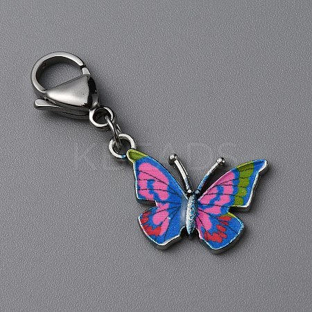 Butterfly Alloy Enamel Pendant Decoration LS-HJEW-WH0042-73A-1