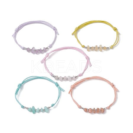 5Pcs Natural Mixed Stone Chips Braided Bead Bracelet Sets BJEW-JB09869-01-1