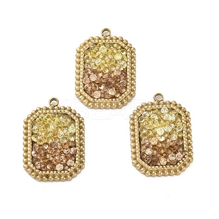 Real 14K Gold Plated 304 Stainless Steel Pendants STAS-R005-10G-03-1