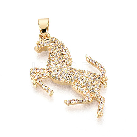Brass Micro Pave Clear Cubic Zirconia Pendants KK-T080-03G-1