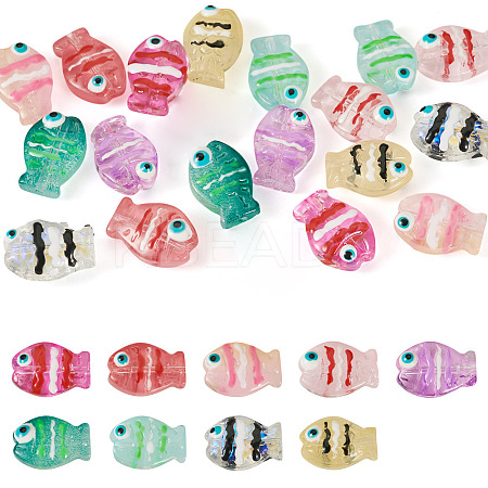 18Pcs 9 Colors Glass Beads LAMP-TA0001-83-1