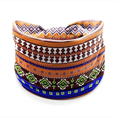 Polyester Boho Stretch Wide Knot Turban Headband PW-WG30577-11-1