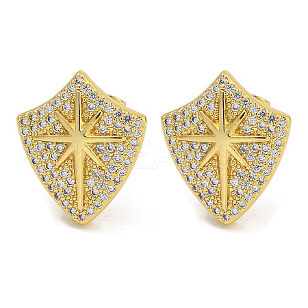 Rack Plating Brass Micro Pave Clear Cubic Zirconia Stud Earrings EJEW-I313-18C-G-1