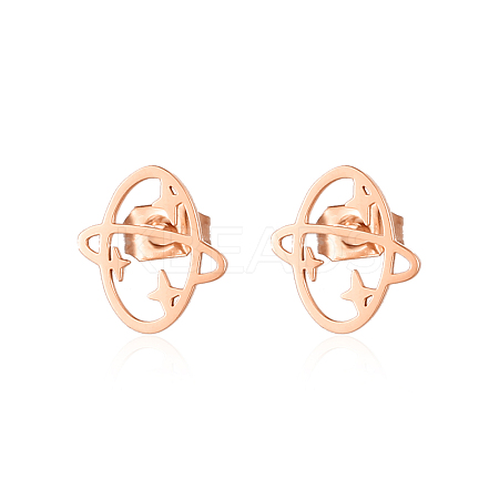 Sweet 304 Stainless Steel Flat Planet Earrings for Daily Wear XN2205-3-1