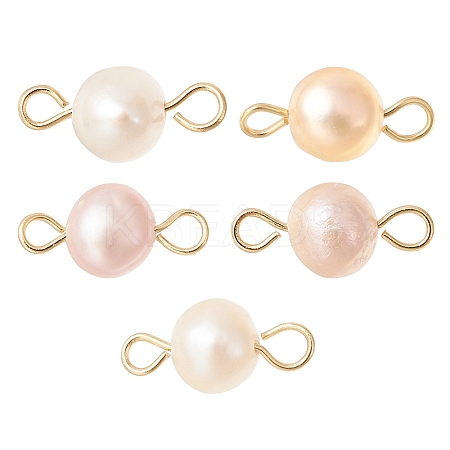 Natural Cultured Freshwater Pearl Connector Charms PALLOY-YW0001-52-1