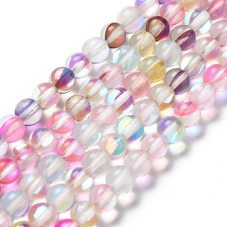 Synthetic Moonstone Beads Strands G-P528-J01-07-1