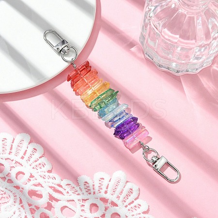 Dyed Colorful Natural Quartz Crystal Chakra Prism Link Bag Extender Chains FIND-JF00145-1