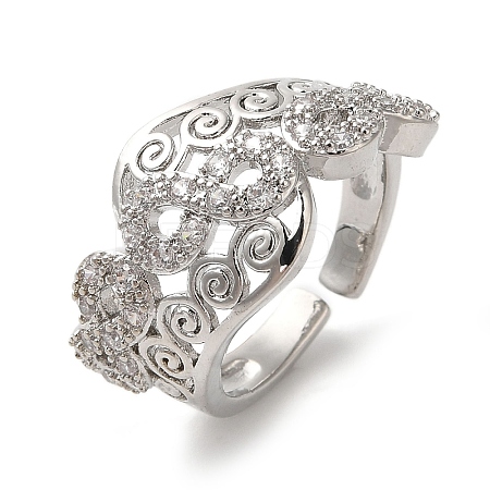 Infinity Clear Cubic Zirconia Wide Open Cuff Ring RJEW-L123-001P-1