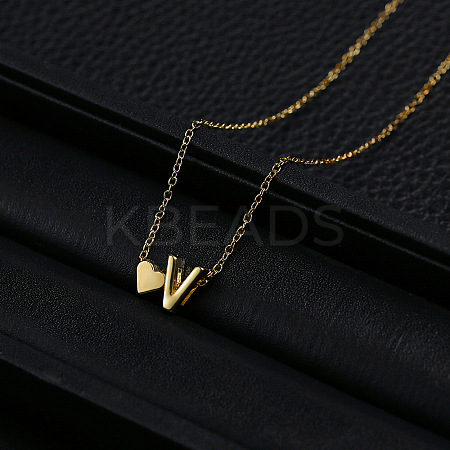 Alloy Letter Heart Pendant Necklaces for Women WGBB55E-18-1