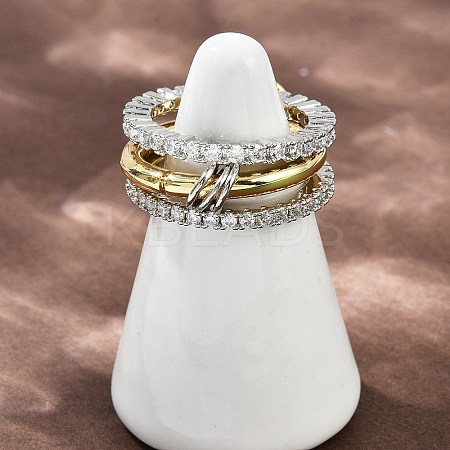 Brass Micro Pave Cubic Zirconia Plain Band Finger Rings for Women RJEW-P160-01B-G01-1