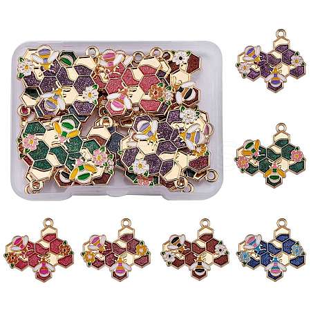 18Pcs 6 Colors Alloy Enamel Pendants JX293A-1