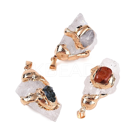Raw Rough Natural Quartz Crystal Pendants G-T138-175E-1