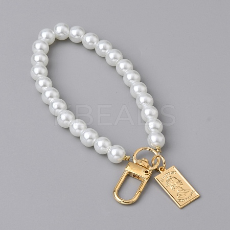 Glass Pearl DIY Keychains AJEW-WH0289-76-1