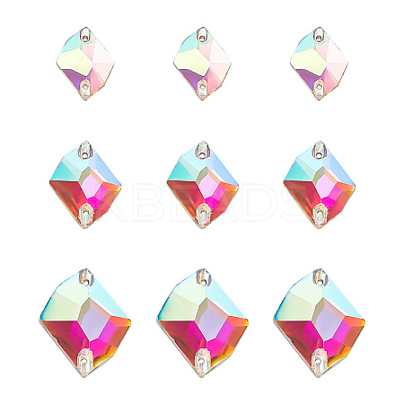 72Pcs 3 Style Irregular Rhombus Glass Sew on Rhinestone GLAA-GO0001-15-1