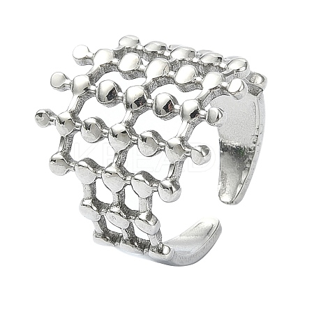 304 Stainless Steel Cuff Rings for Women RJEW-M019-18P-1