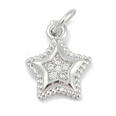Brass Micro Pave Cubic Zirconia Pendants KK-Q028-39P-1