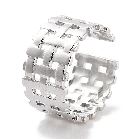 Non-Tarnish 304 Stainless Steel Net Open Cuff Rings RJEW-K273-02P-1