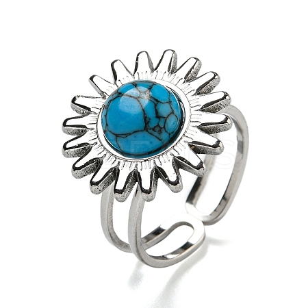 Sun 304 Stainless Steel Open Cuff Rings STAS-Z060-08P-03-1