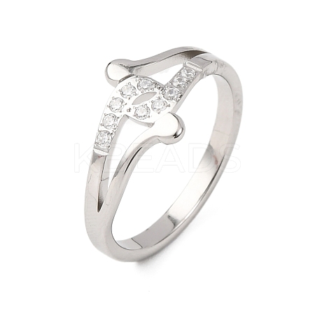 304 Stainless Steel Clear Cubic Zirconia Finger Rings for Women RJEW-Z115-01P-1