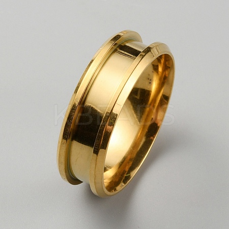 304 Stainless Steel Grooved Finger Ring Settings RJEW-WH0010-08F-G-1