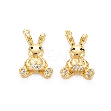 Brass Micro Pave Clear Cubic Zirconia Pendants KK-S360-148-NR-1