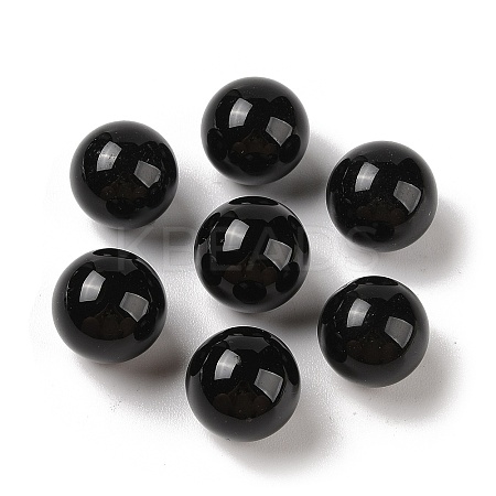 Natural Black Onyx(Dyed & Heated) No Hole Sphere Beads G-K353-04D-32-1