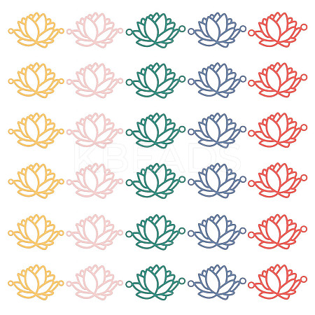 50Pcs 5 Colors Spray Painted 201 Stainless Steel Connector Charms STAS-DC0007-98-1