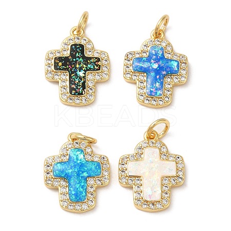 Rack Plating Brass Micro Pave Clear Cubic Zirconia Pendants KK-P268-12A-G-1