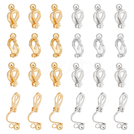 40Pcs 2 Colors Brass Clip-on Earring Findings. with Loop KK-UN0001-76-1