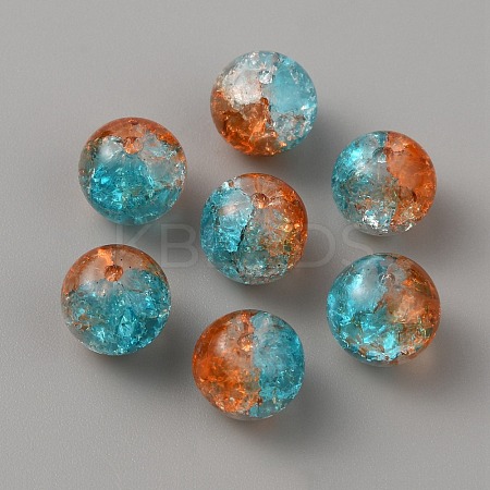 Two Tone Transparent Crackle Glass Beads GLAA-WH0038-15D-1