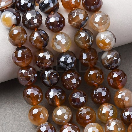 Electroplated Natural Agate Beads Strands G-B191-A07-8mm-13-1