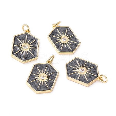 Brass Micro Pave Clear Cubic Zirconia Pendants ZIRC-Z019-44A-NR-1