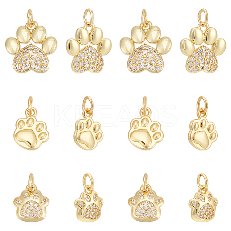 18Pcs 3 Styles Brass Micro Pave Cubic Zirconia Charms KK-WR0012-51-1