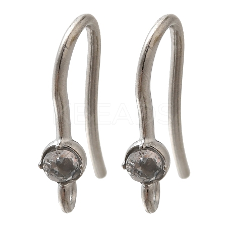 304 Stainless Steel Rhinestone Earring Hooks LS-STAS-D310-01P-04-1