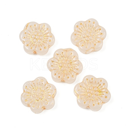 Baking Paint and Golden Metal Enlaced Glass Beads DGLA-T004-09L-1