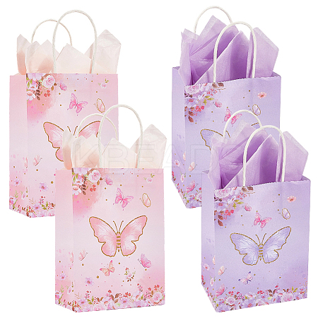 16Pcs 2 Colors Butterfly Print Paper Packaging Bags ABAG-BBC0001-29A-1